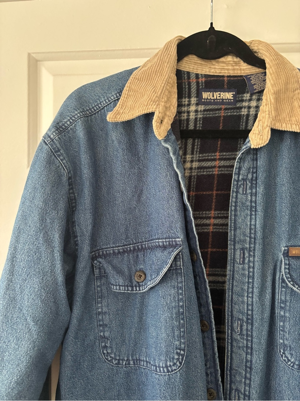 Wolverine Boots & Gear Fleece Lined Denim Shirt Jacket - Size Large - Picture 5 of 8
